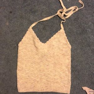 Pink knitted halter top
